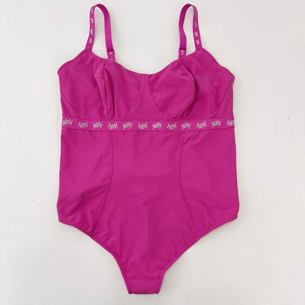 Yitty Womens Shimmered Pink Spotlight Shaping Demi Cup Bodysuit Size 2X NWT